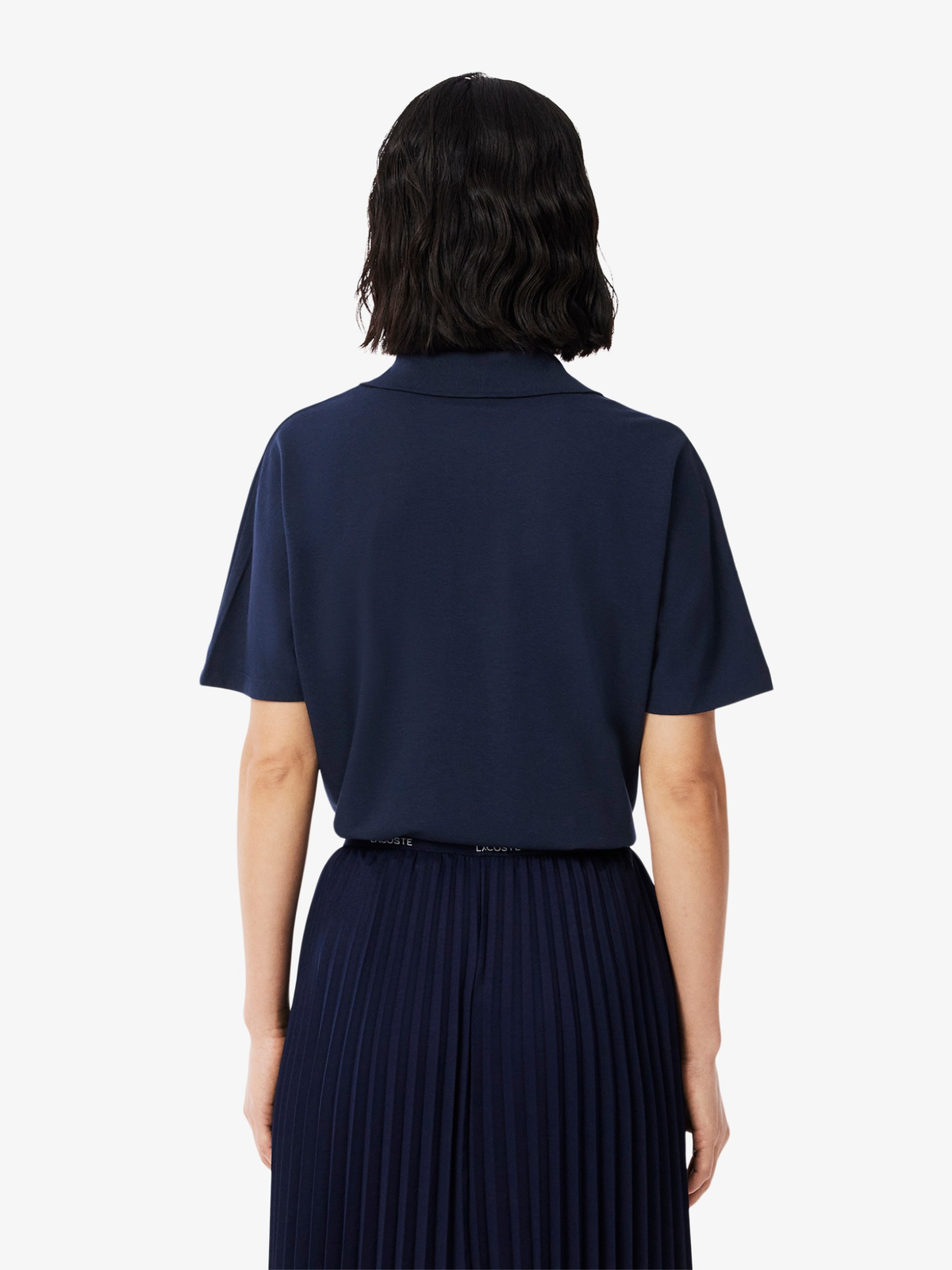 LACOSTE WOMEN Relaxed Fit Fluid Piqué Polo Shirt Midnight Blue