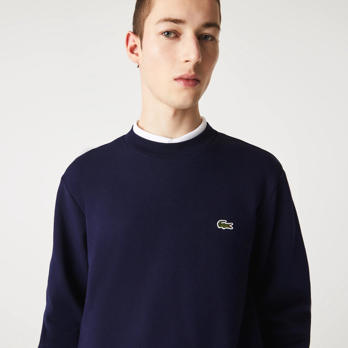 Lacoste Cotton Fleece Crew Neck Sweatshirt - Navy