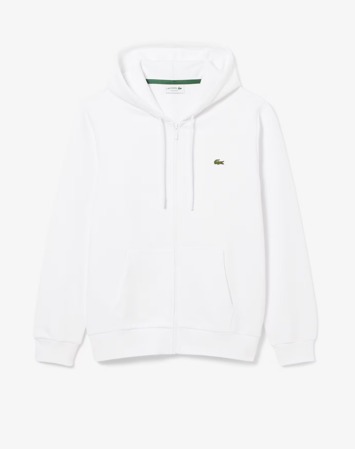 Lacoste Classic Fit Zip-Up Fleece Sweatshirt - White