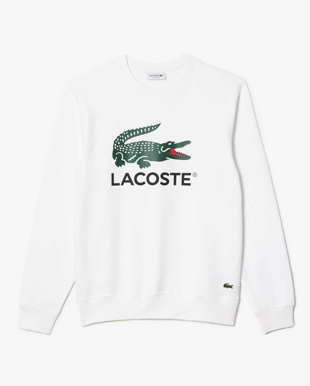 Lacoste Classic Fit Fleece Crewneck Sweatshirt - White