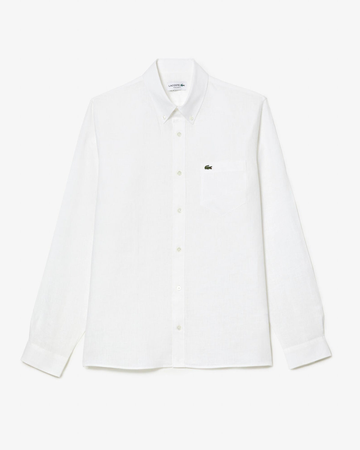 Lacoste Regular Fit Long Sleeve Mens Linen Shirt - White 001