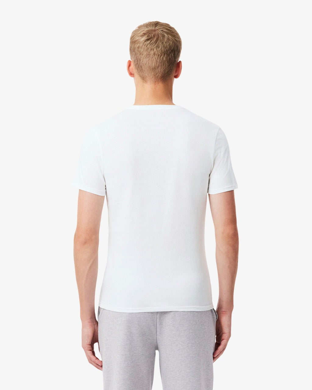 Lacoste Mens 3-Pack Plain Mens T-Shirts - White/Silver Chine-Black BXY